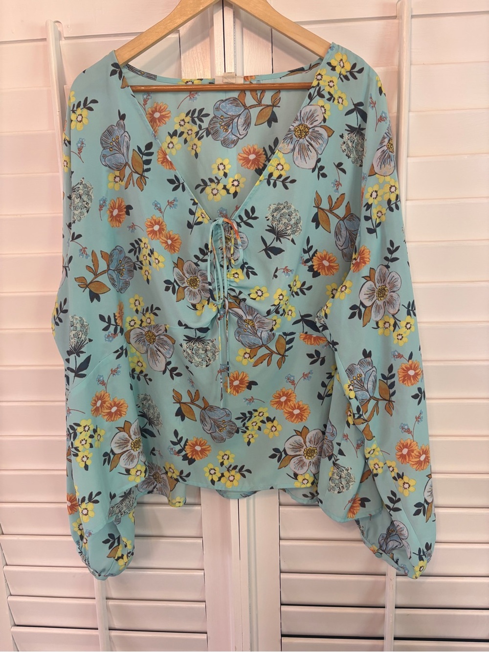 a.n.a Blue Floral Blouse Size 3X